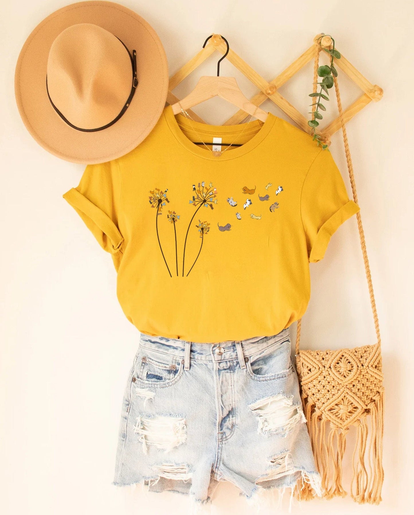 T-SHIRT - Cats Flower Fly Dandelion Unisex Shirt