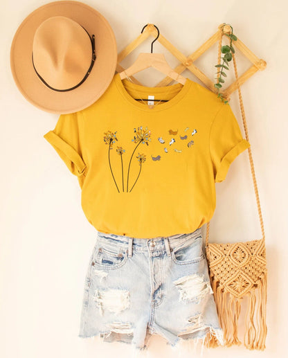 T-SHIRT - Cats Flower Fly Dandelion Unisex Shirt