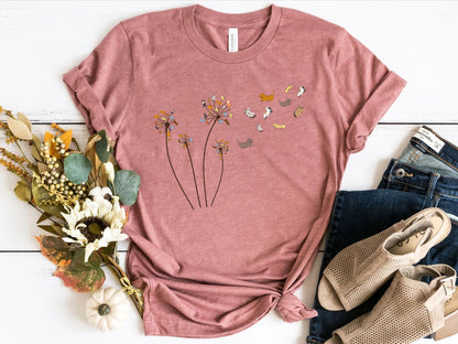 T-SHIRT - Cats Flower Fly Dandelion Unisex Shirt
