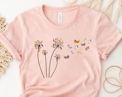 T-SHIRT - Cats Flower Fly Dandelion Unisex Shirt