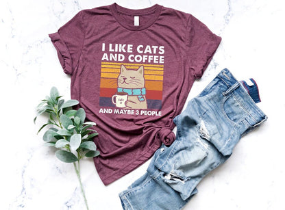 T-SHIRT - I Like Cats And Coffee Unisex Shirt