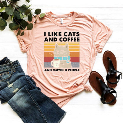 T-SHIRT - I Like Cats And Coffee Unisex Shirt