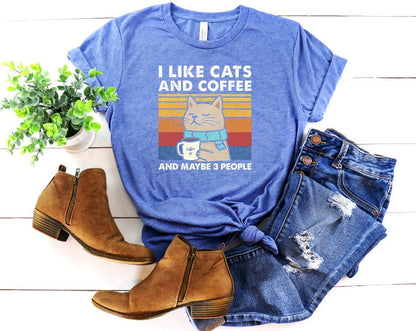T-SHIRT - I Like Cats And Coffee Unisex Shirt