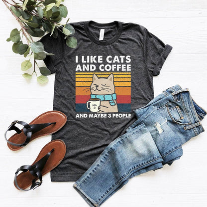 T-SHIRT - I Like Cats And Coffee Unisex Shirt