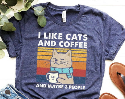 T-SHIRT - I Like Cats And Coffee Unisex Shirt
