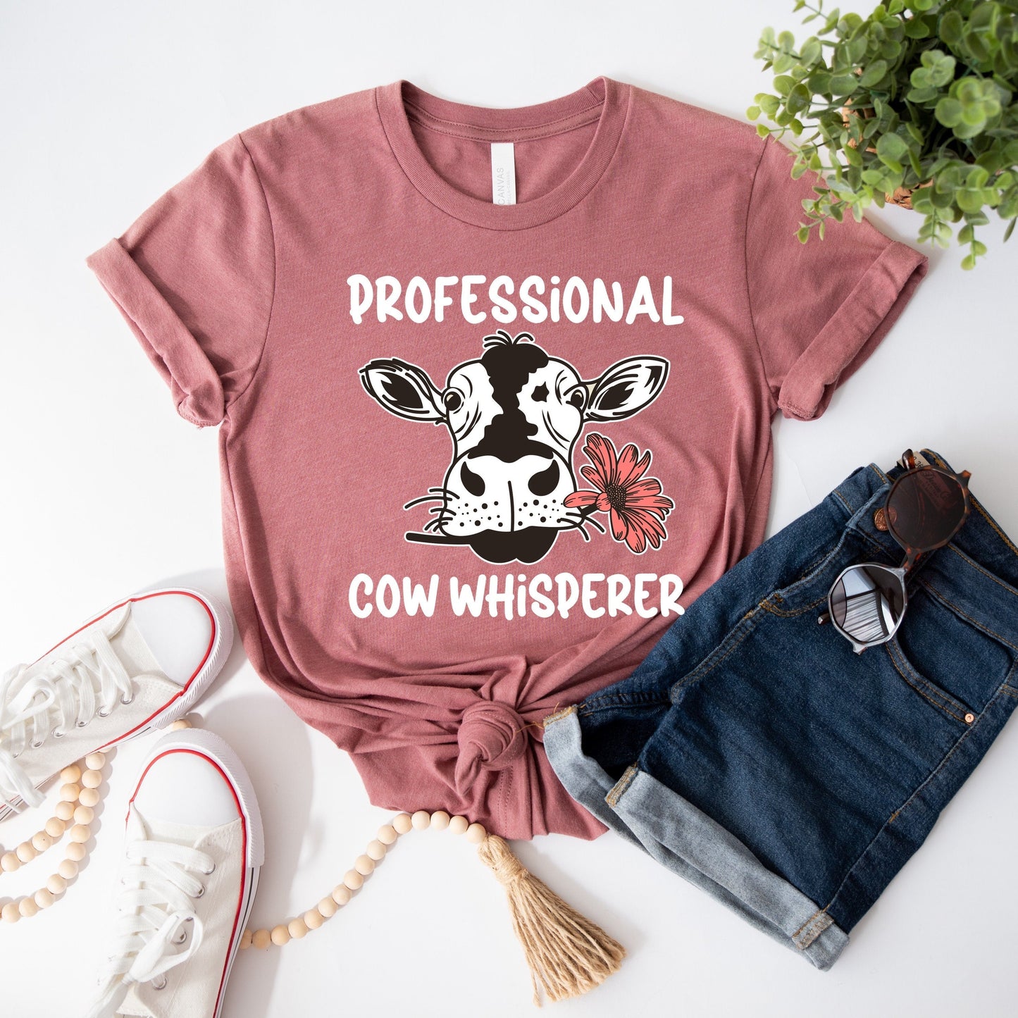 T-SHIRT - Floral and Cow Unisex Shirt, Farm Animal Tshirt