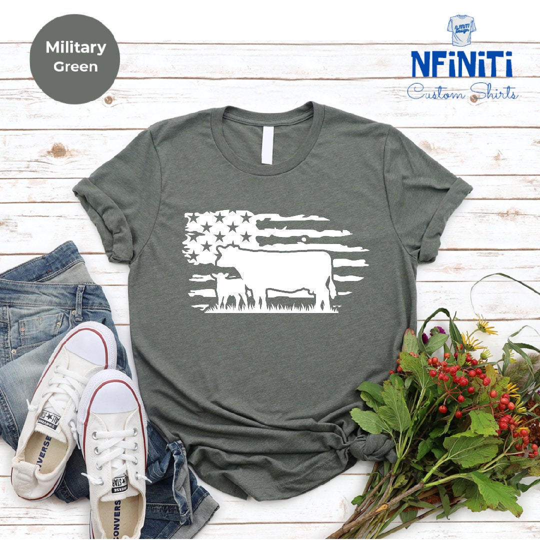T-SHIRT - USA Cow Farm Unisex Shirt, Farmer Cow Shirt