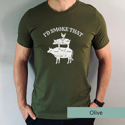T-SHIRT - Funny BBQ Shirt Barbecue I'd Smoke Unisex Shirt, Cow Pig Chicken BBQ Shirt