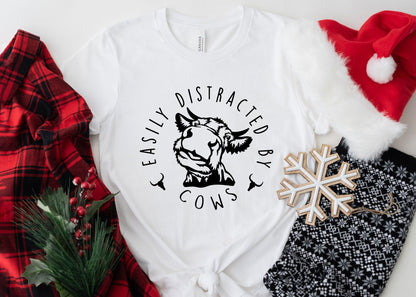 T-SHIRT - Easily Distracted By Cows Unisex Shirt