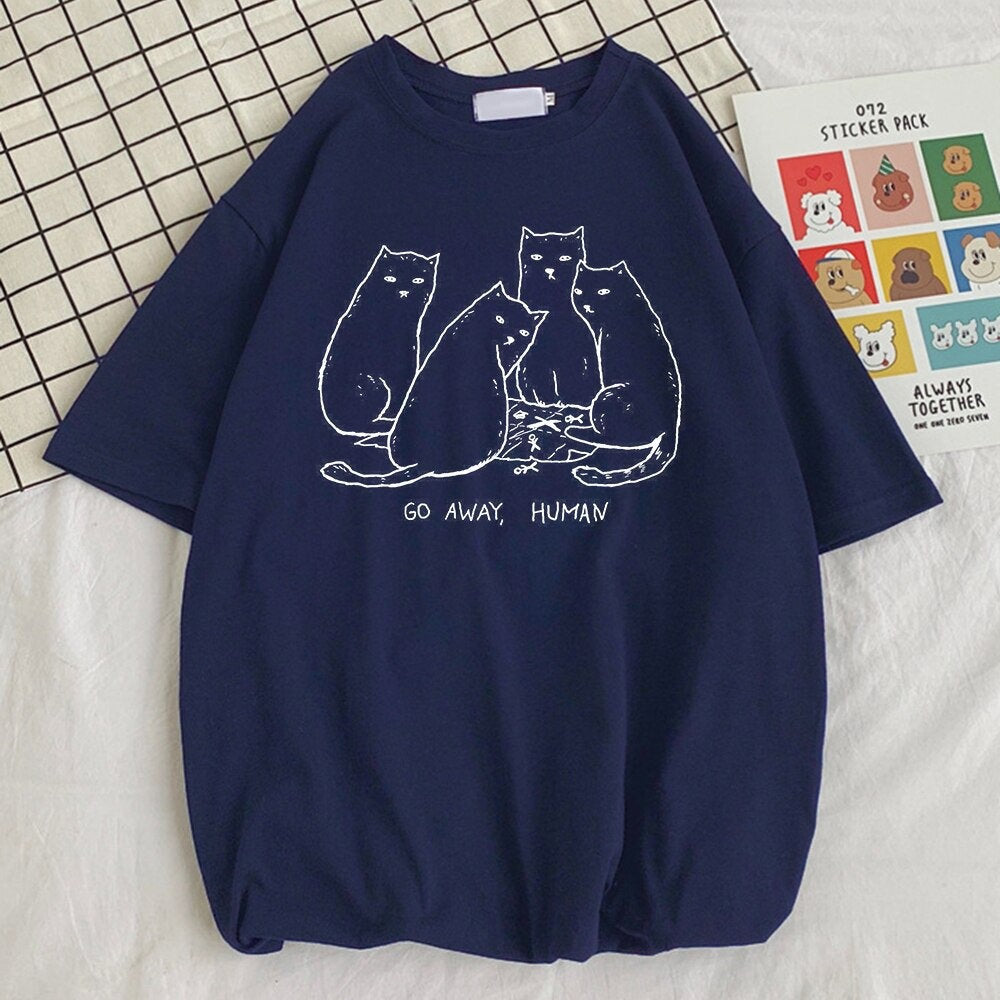 T-SHIRT - Summer Go Away Human Cat Unisex Shirt