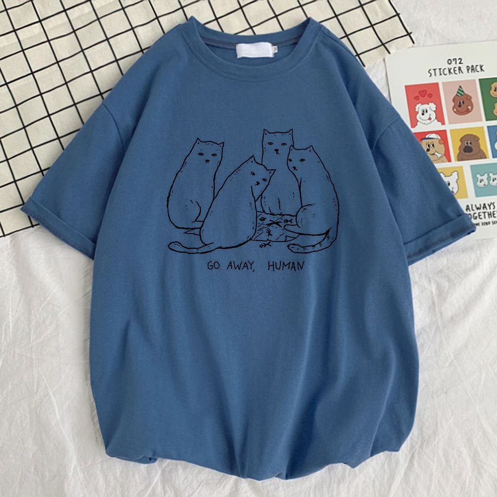T-SHIRT - Summer Go Away Human Cat Unisex Shirt