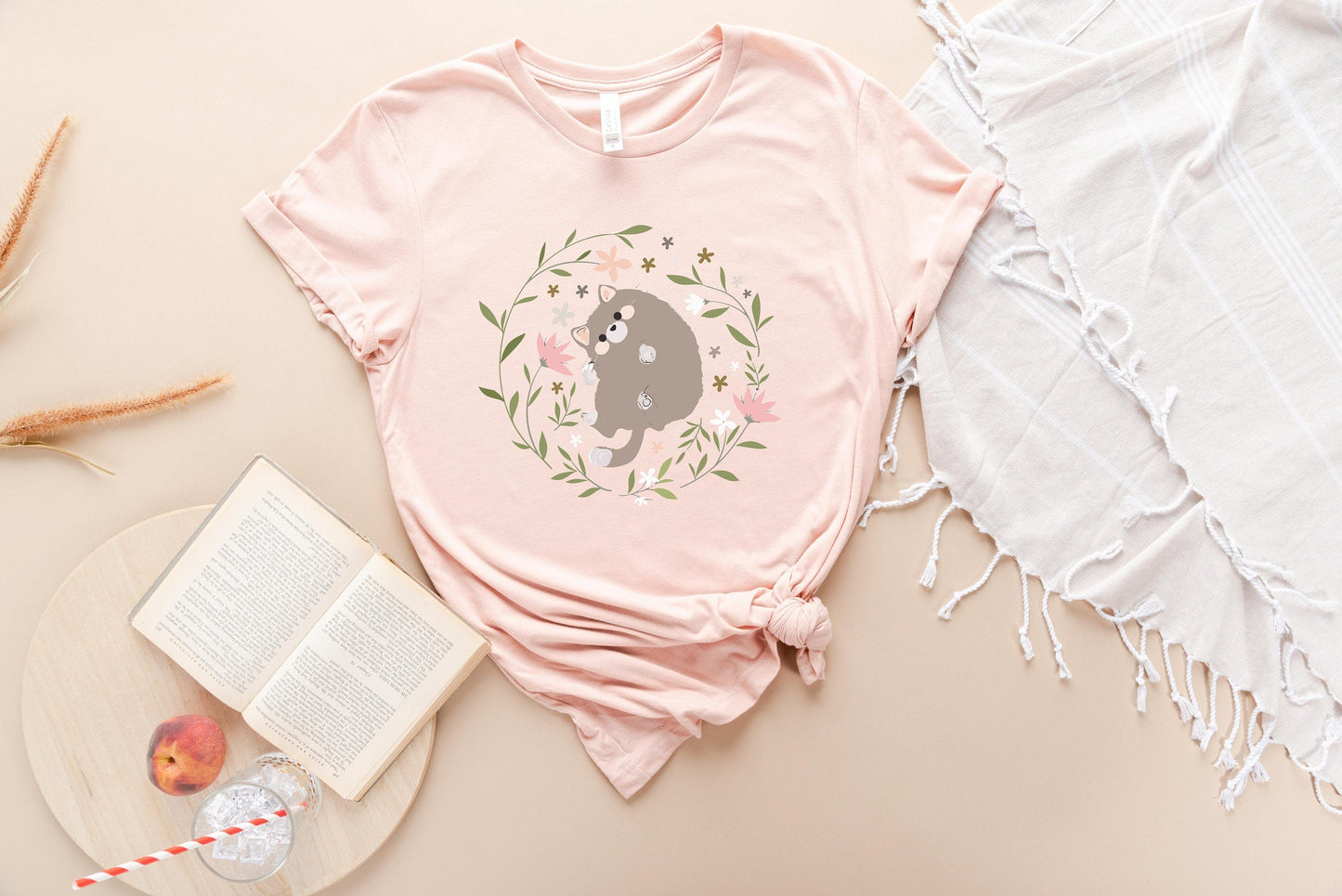 T-SHIRT - Floral Cat Unisex Shirt, Cat Lover Gift