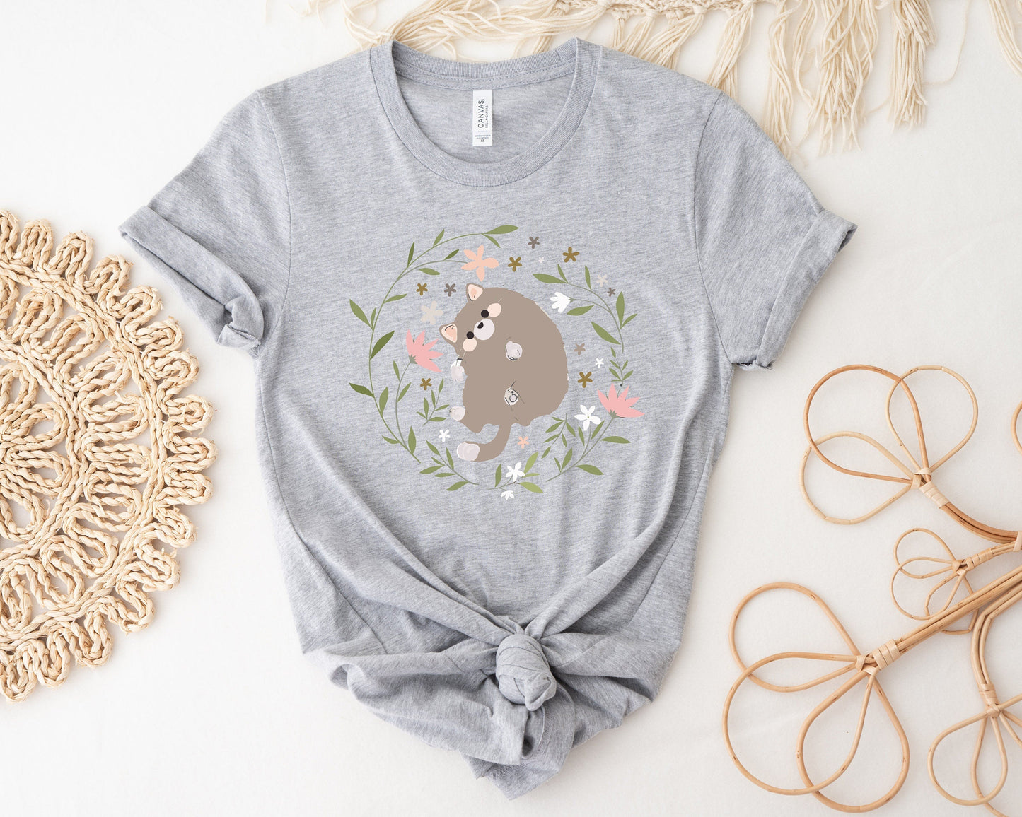 T-SHIRT - Floral Cat Unisex Shirt, Cat Lover Gift