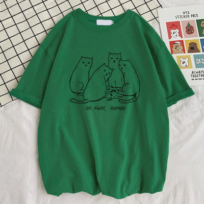 T-SHIRT - Summer Go Away Human Cat Unisex Shirt