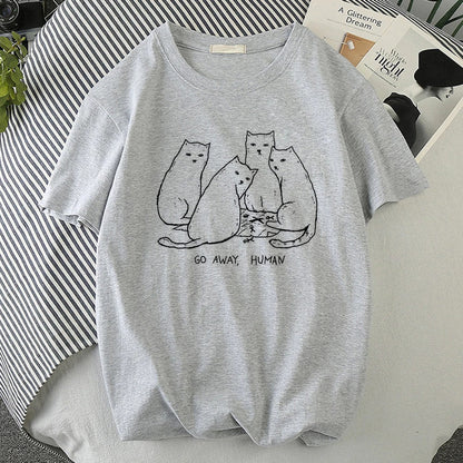 T-SHIRT - Summer Go Away Human Cat Unisex Shirt