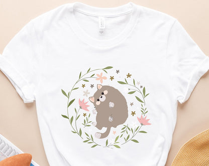 T-SHIRT - Floral Cat Unisex Shirt, Cat Lover Gift