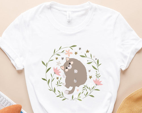 T-SHIRT - Floral Cat Unisex Shirt, Cat Lover Gift