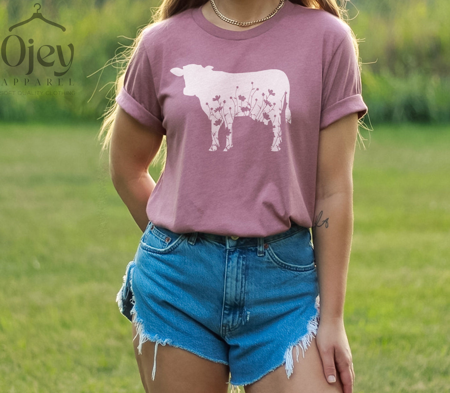 T-SHIRT - Floral Cow Unisex Shirt, Cute Cow Shirt