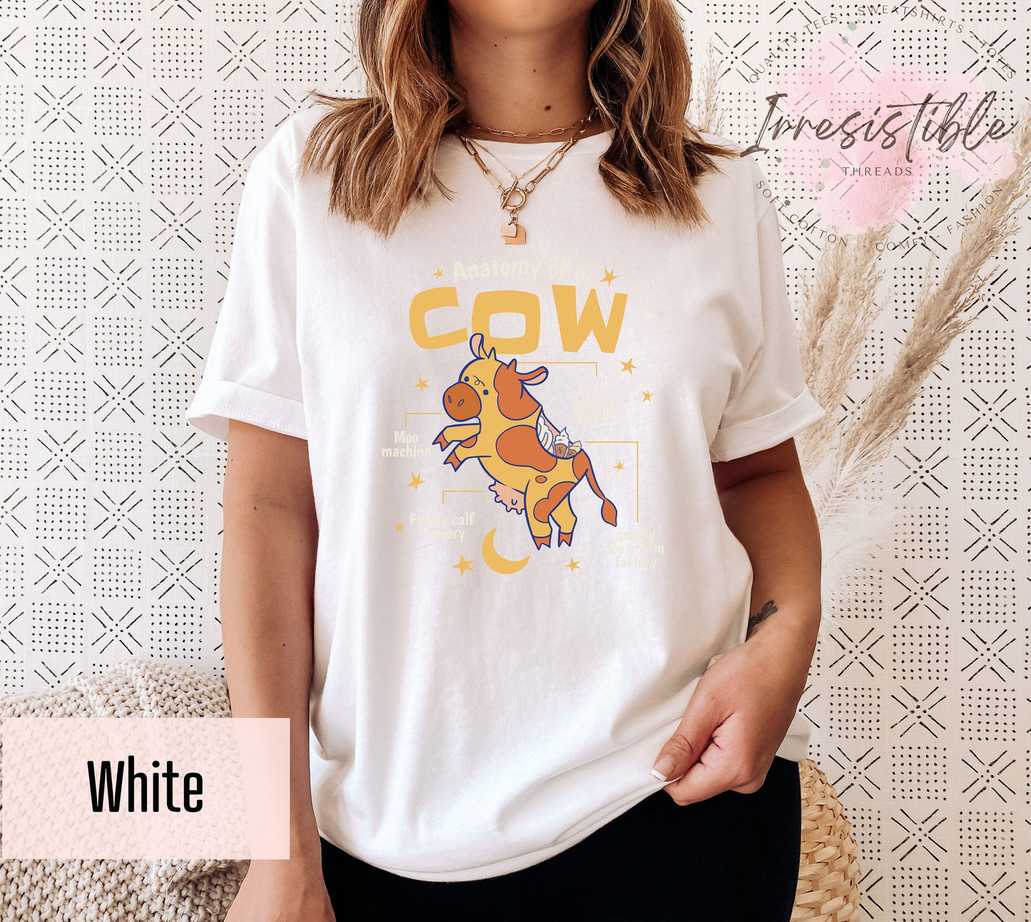 T-SHIRT - Humorous Anatomy Of A Cow Unisex Shirt, Cow Nerd Shirt