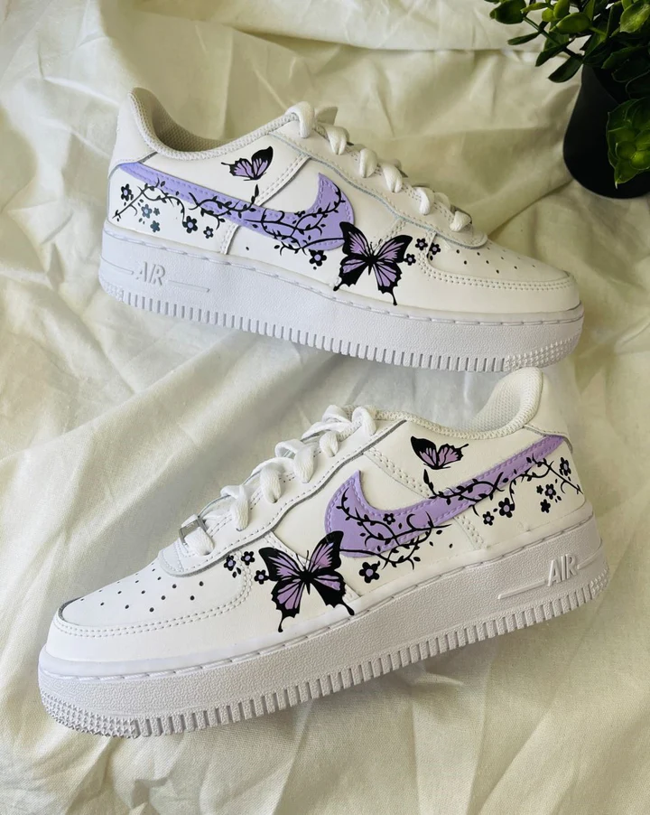Custom Air Force 1 Shoes Drip Butterfly Style